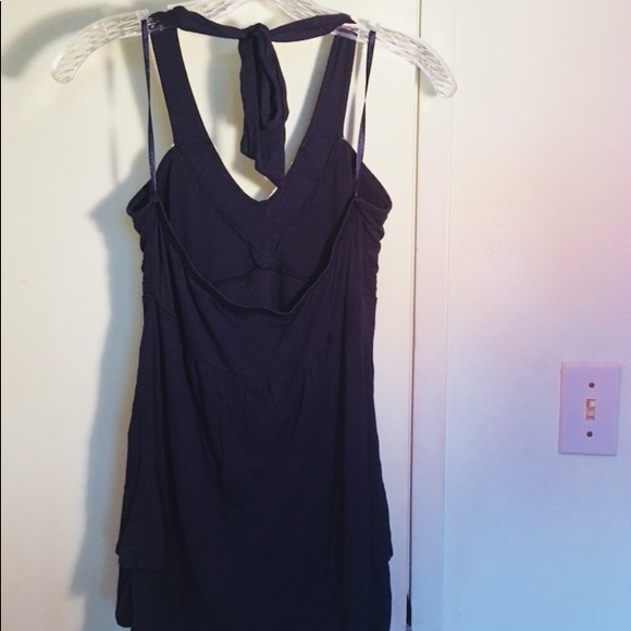 Elegant Navy Blue Halter Top with Pearl Beading - Picture 7 of 7